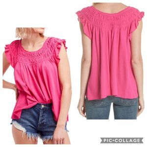 Free People Coconut Gathered Top Sz M